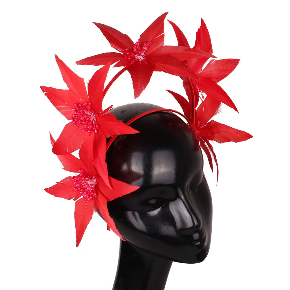 Women's Feather Hat Headband Headwear Elegant Fascinators Accessories Formal Banquet Headdress