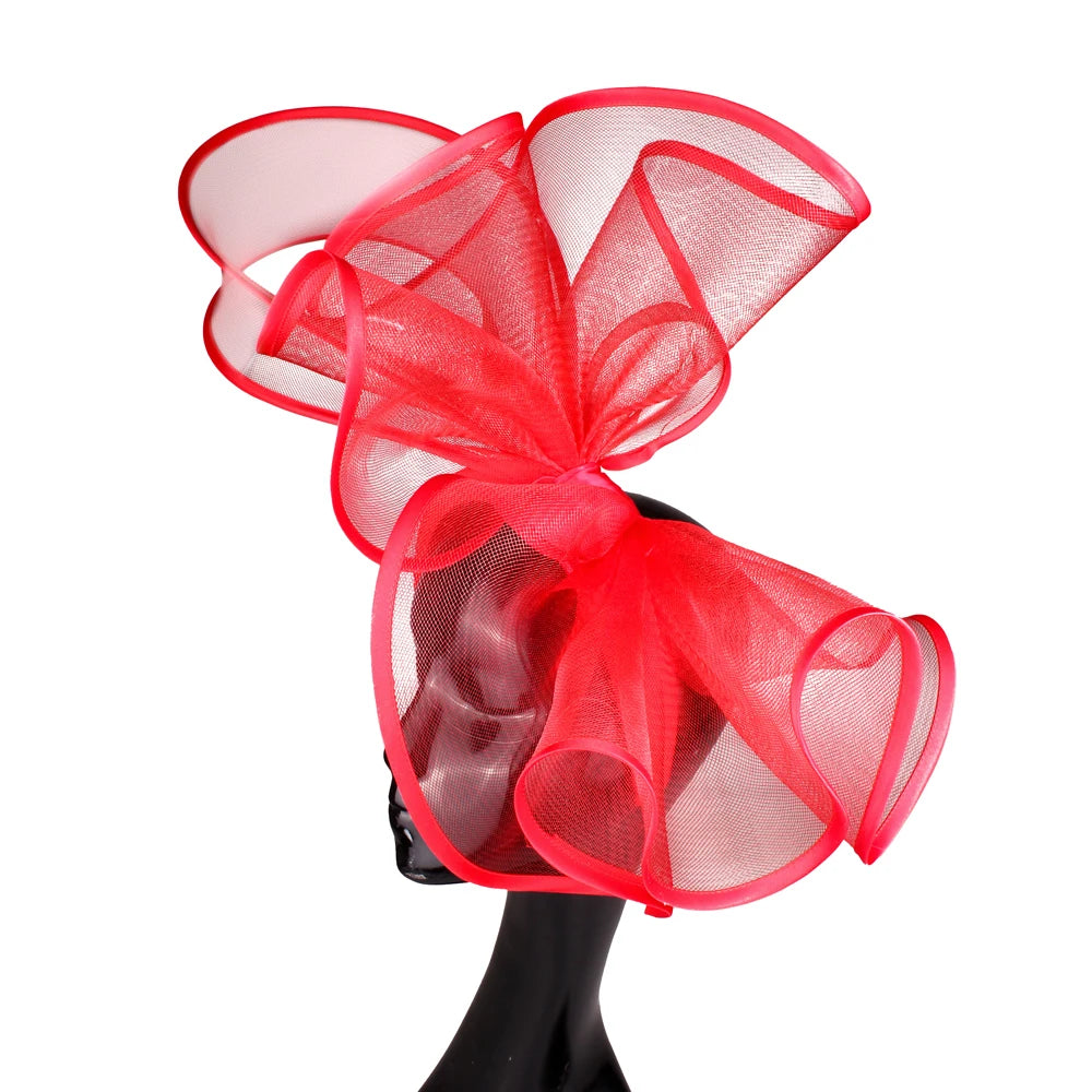 Solid Color Mesh Fascinator Wedding Hat Chapeau Cap - Women's Hairband Bride Headwear for Cocktail Tea Party Wild Hair Accessory