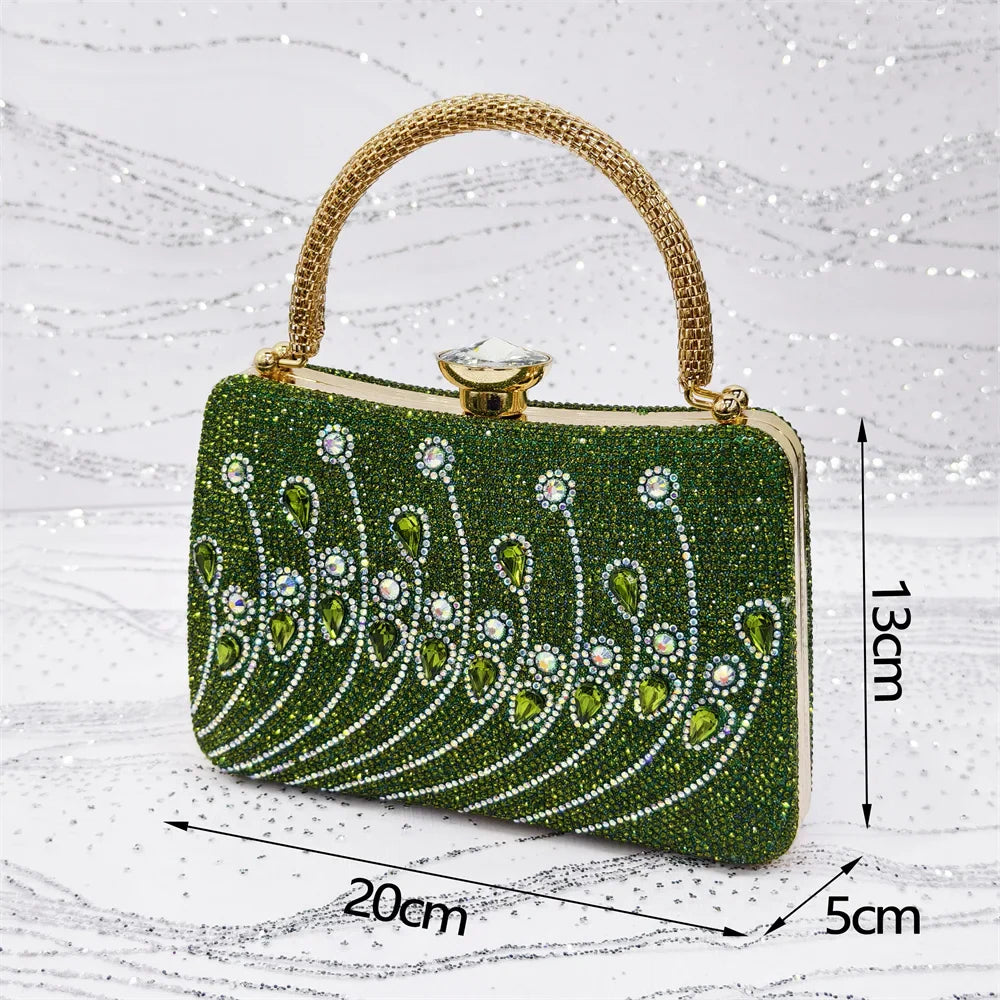 Women's Elegant Rhinestone Pointed Toe Pumps With Matching Shoes And Bag Set