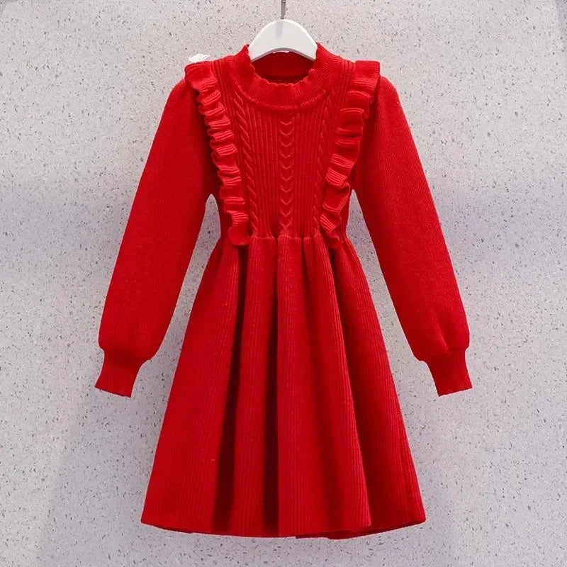 Women's Solid Color Casual Knit Sweater Dress Pullover Skirt Autumn Winter