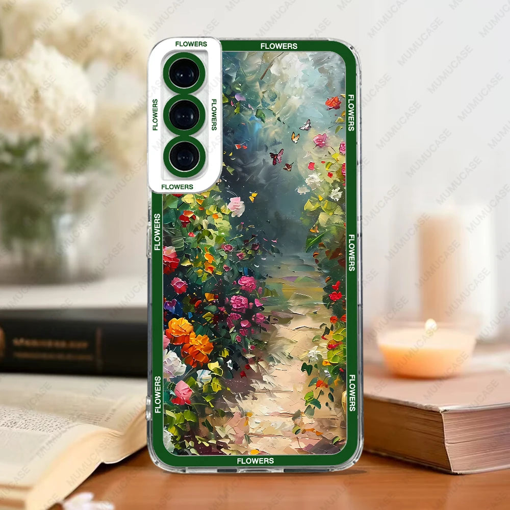 Phone Case For Samsung Galaxy A14 A21S A22 A24 A50 A31 A32 A33 A34 A51 A52 A53 A54 A71 A72 A73 Soft Cover Oil Painting Flowers