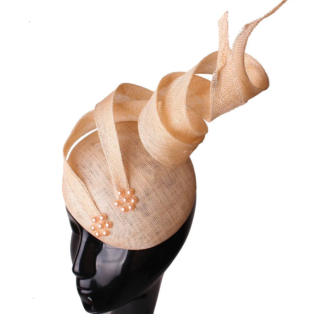New 4-layer Sinamay Fascinator Millinery Hat Cocktail Occasion Women Party Tea Chapeau Headbands Female Bridal Married Headpiece