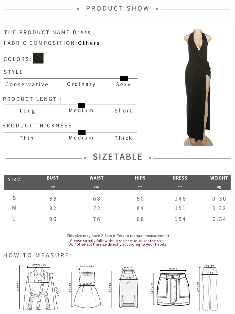 Weird Puss Sexy Backless Long Dress Women Halter Deep V-Neck Sleeveless High Splits Hem New Trend Pool Style Elegant Vestidos