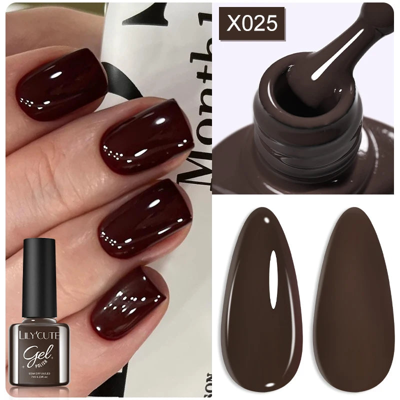 UV Gel Nail Polish | Brown Red Purple Coffee Shades | HotTrendyPicks