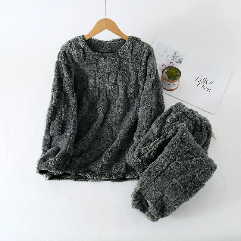 Women's Plaid Pyjama Set | Pullover Top & Elastic Waist Trousers Night…