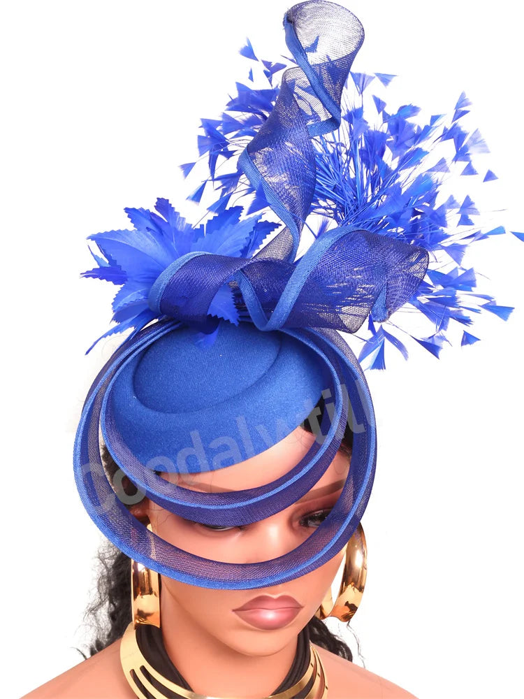 Wedding Mesh Pillbox Fascinator Hat Ladies Bride Kentucky Wedding Headwear Cocktail Church Party Chapeau Cap With Feather Clips