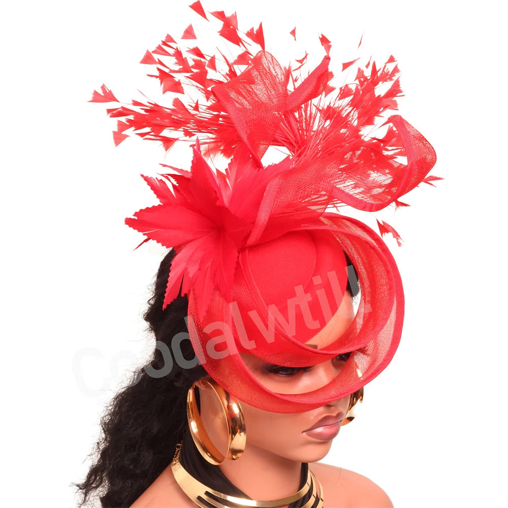 Wedding Mesh Pillbox Fascinator Hat Ladies Bride Kentucky Wedding Headwear Cocktail Church Party Chapeau Cap With Feather Clips