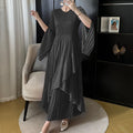 Miyake Folds 2024 Spring New Ruffled Dress Solid Color Plus Size Long Skirt