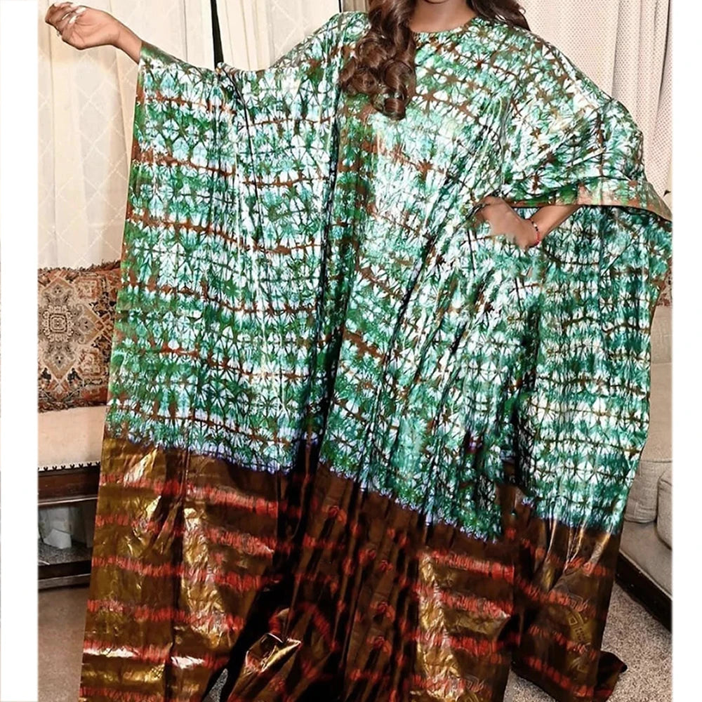 Printed Bazin Riche Long Dresses For Women Ankara Party Clothing Dashiki Robe Boubou Long Dress