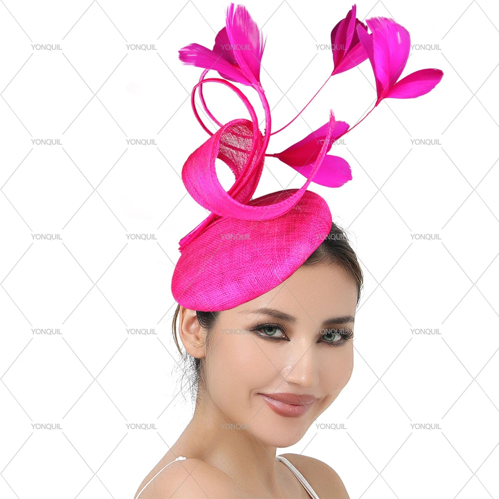 Elegant Bridal High Quality Sinamay Wedding Hat Fascinators Headwear for Women Banquet Cocktail Millinery Hair Accessories