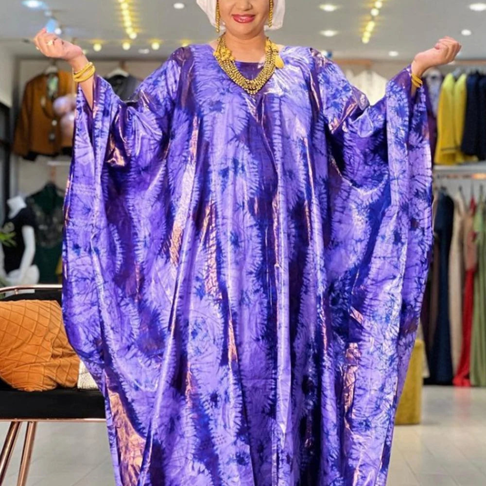 Printed Bazin Riche Long Dresses For Women Ankara Party Clothing Dashiki Robe Boubou Long Dress