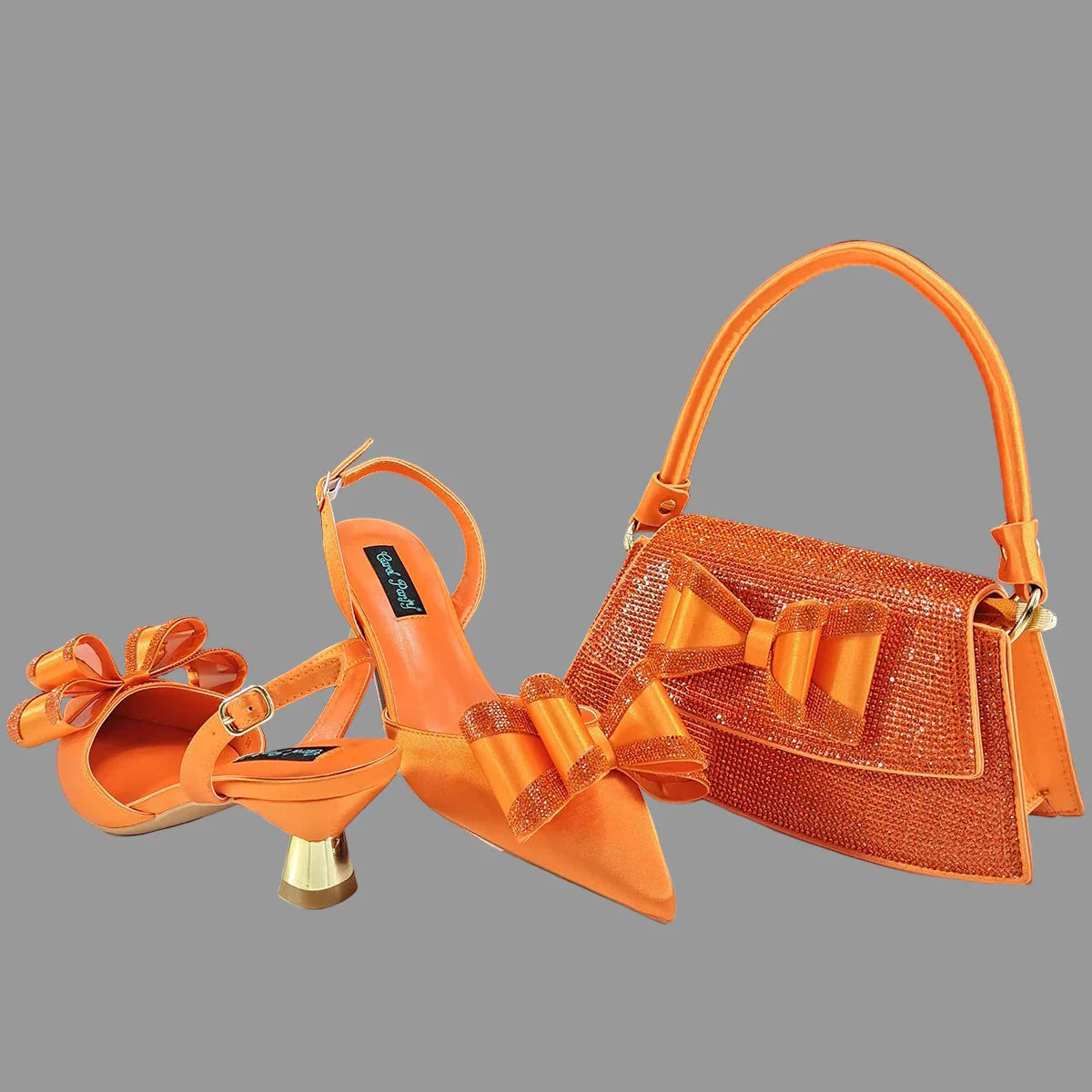 women's shoes and bag rhinestone butterfly decoration elegant pointed toe for wedding and Party