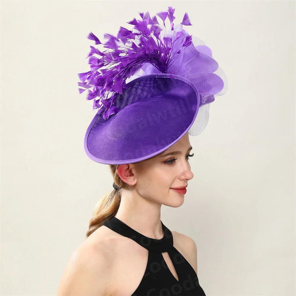 Purple Wedding Fascinator Hat Women Church Cocktail Pillbox Cap Ladies Party Tea Chapeau Cap Headband WomanWedding Millinery
