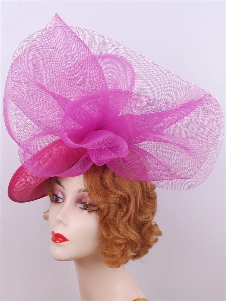 Elegant Wedding Mesh Flower Fascinator Hat for Women Ladies Party Tea Headpiece Royal Ascot Pillbox Hair Accessory