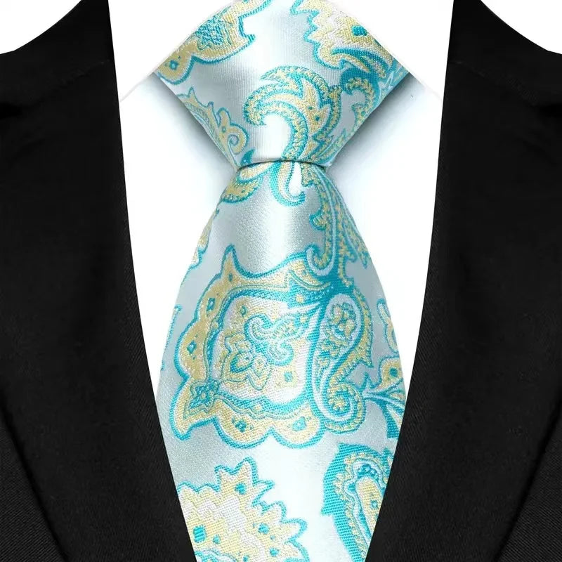 41 Colors 8CM Mens Ties Green Blue Plaid Stripes Floral Classic Business Jacquard Woven Neck ties For Wedding and Party