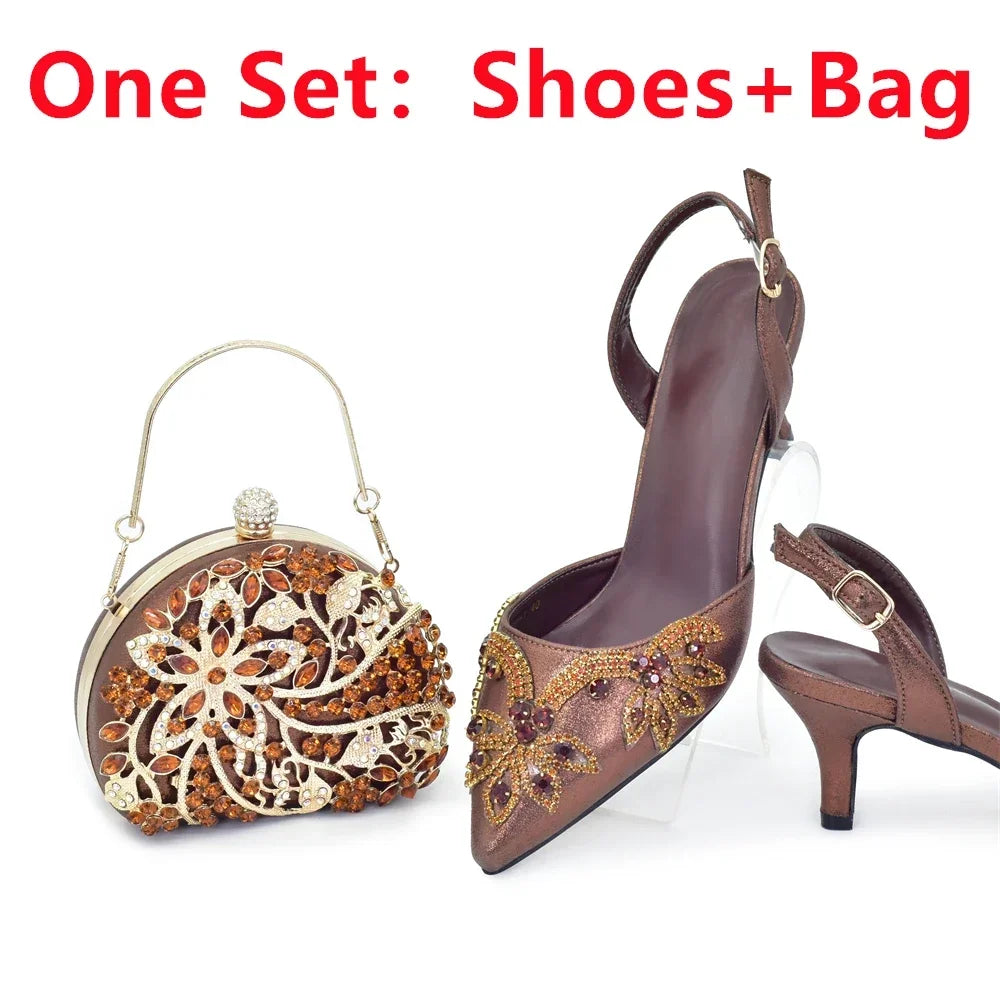 Italian Women's Shoes and Bag Set Comfortable for Party and Weddings