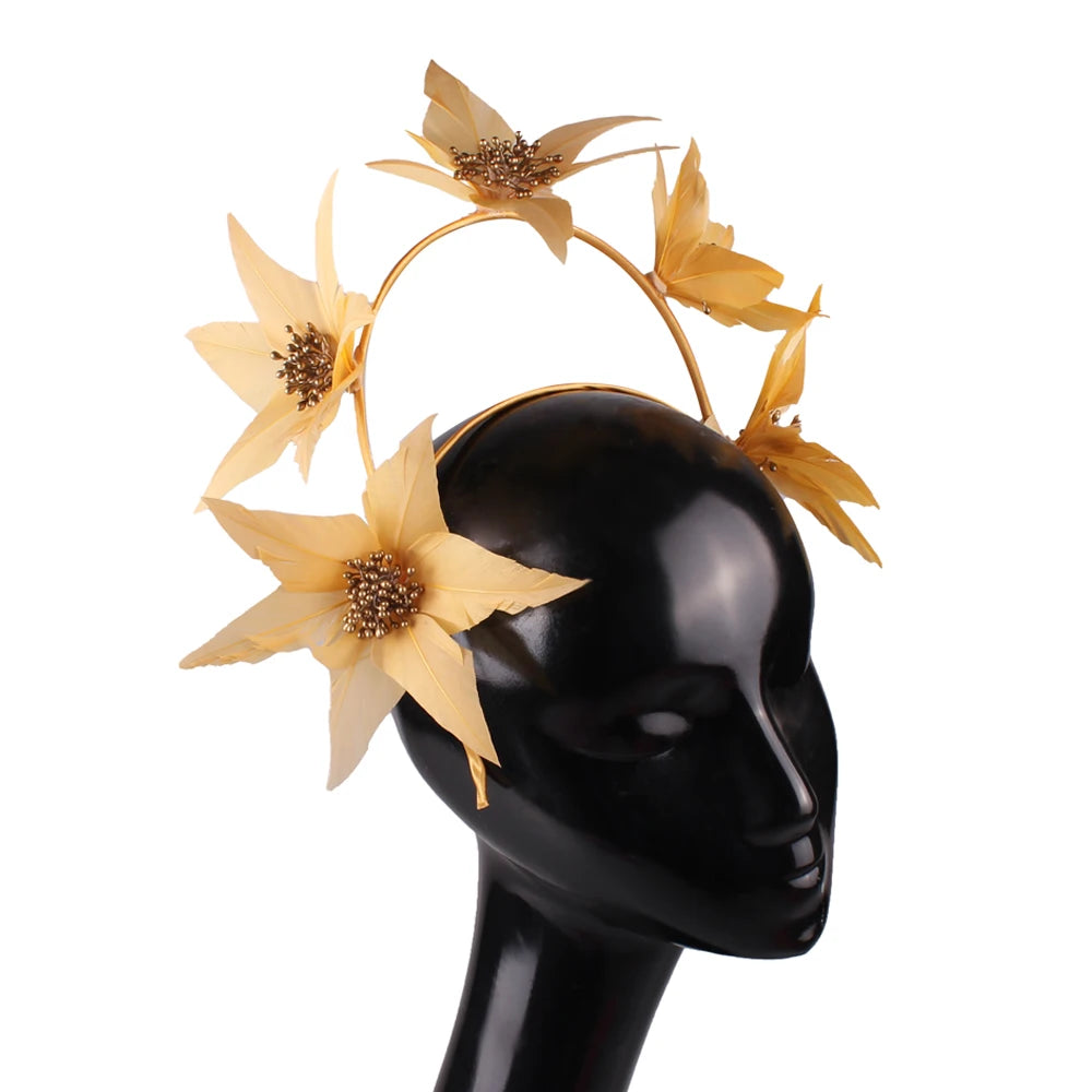Women's Feather Hat Headband Headwear Elegant Fascinators Accessories Formal Banquet Headdress