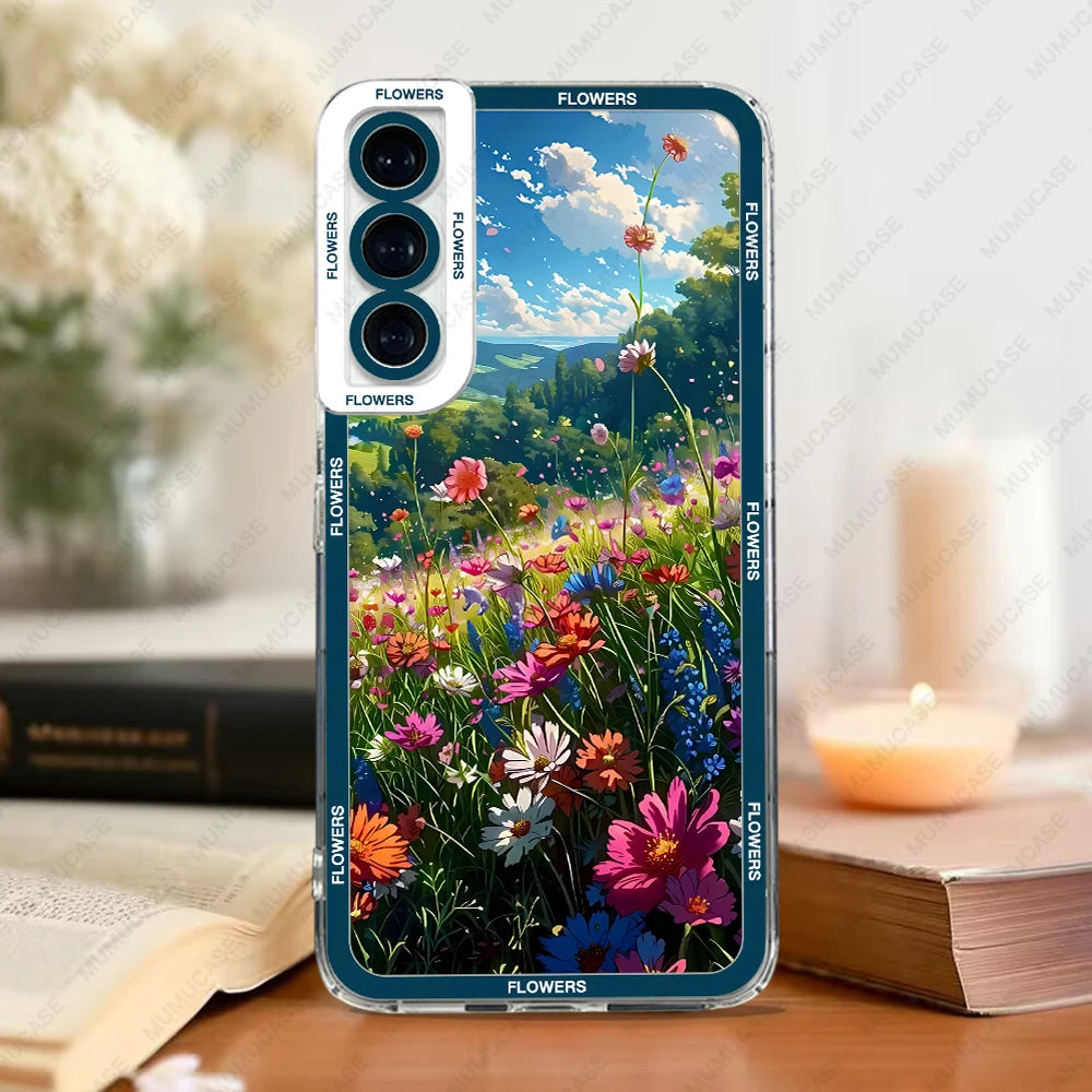 Phone Case For Samsung Galaxy A14 A21S A22 A24 A50 A31 A32 A33 A34 A51 A52 A53 A54 A71 A72 A73 Soft Cover Oil Painting Flowers