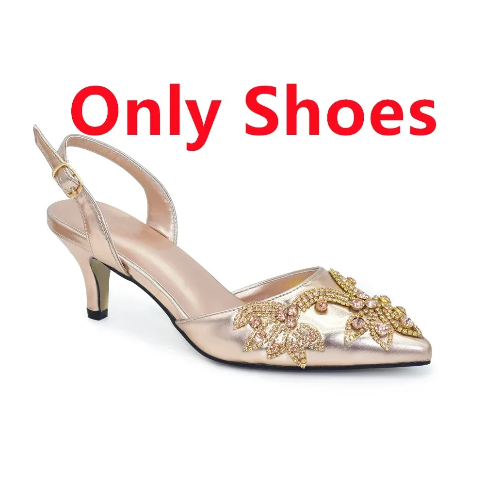 Italian Women's Shoes and Bag Set Comfortable for Party and Weddings