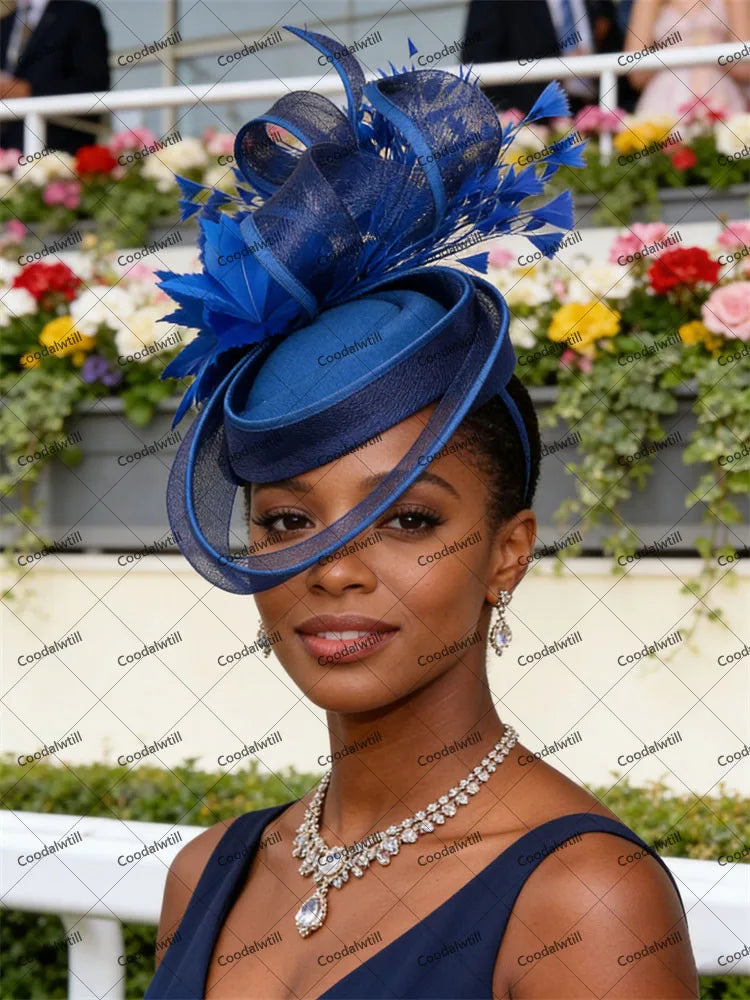 Wedding Mesh Pillbox Fascinator Hat Ladies Bride Kentucky Wedding Headwear Cocktail Church Party Chapeau Cap With Feather Clips