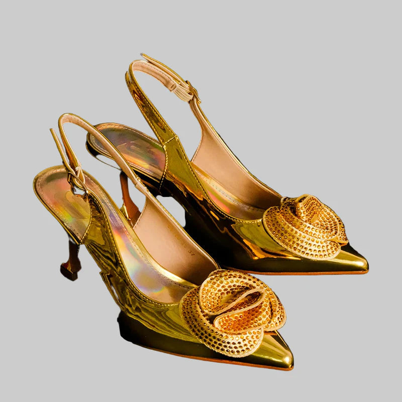 Elegant Shoe and Bag Bright Banquet African Women's tie Pointed Toe High Heels