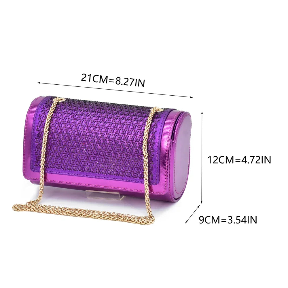 Matching Italian Shoe and Bag Decorated with Rhinestone for Women