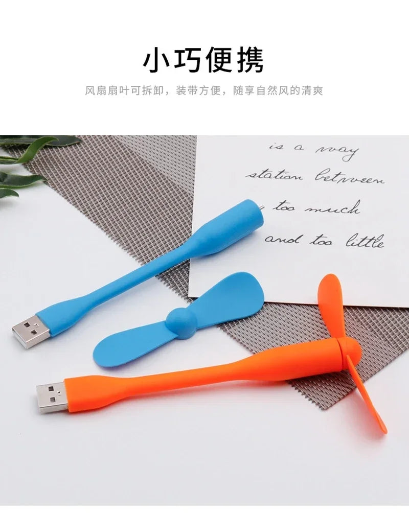 USB Small Fan Flexible Bendable Fan For Power Bank Laptop PC AC Charger Portable Hand Cool Mini Fan For Computer Summer Gadget