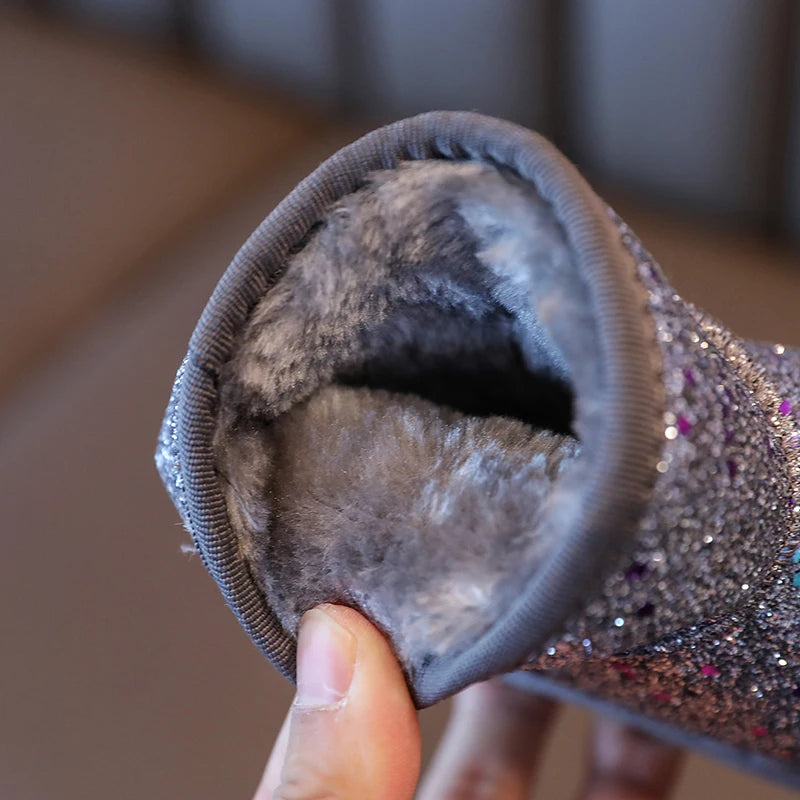 Children's Warm Winter Snow Boots Anti-Slip Soft Microfiber Slip-On Shinny Sport Shoes for Girls And Boys Sizes 25-36