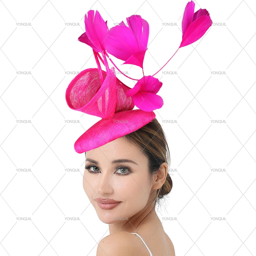 Elegant Bridal High Quality Sinamay Wedding Hat Fascinators Headwear for Women Banquet Cocktail Millinery Hair Accessories