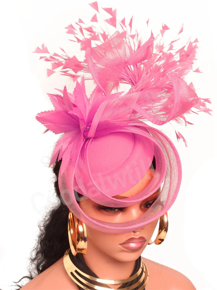Wedding Mesh Pillbox Fascinator Hat Ladies Bride Kentucky Wedding Headwear Cocktail Church Party Chapeau Cap With Feather Clips
