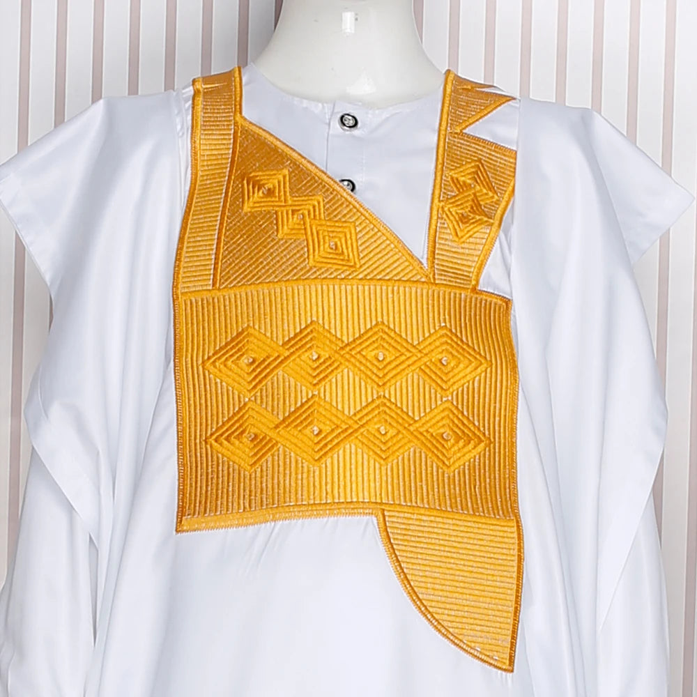 Children's African Dashiki 3-Piece Set | Embroidery Top, Pants & Robe | Ages 2–10