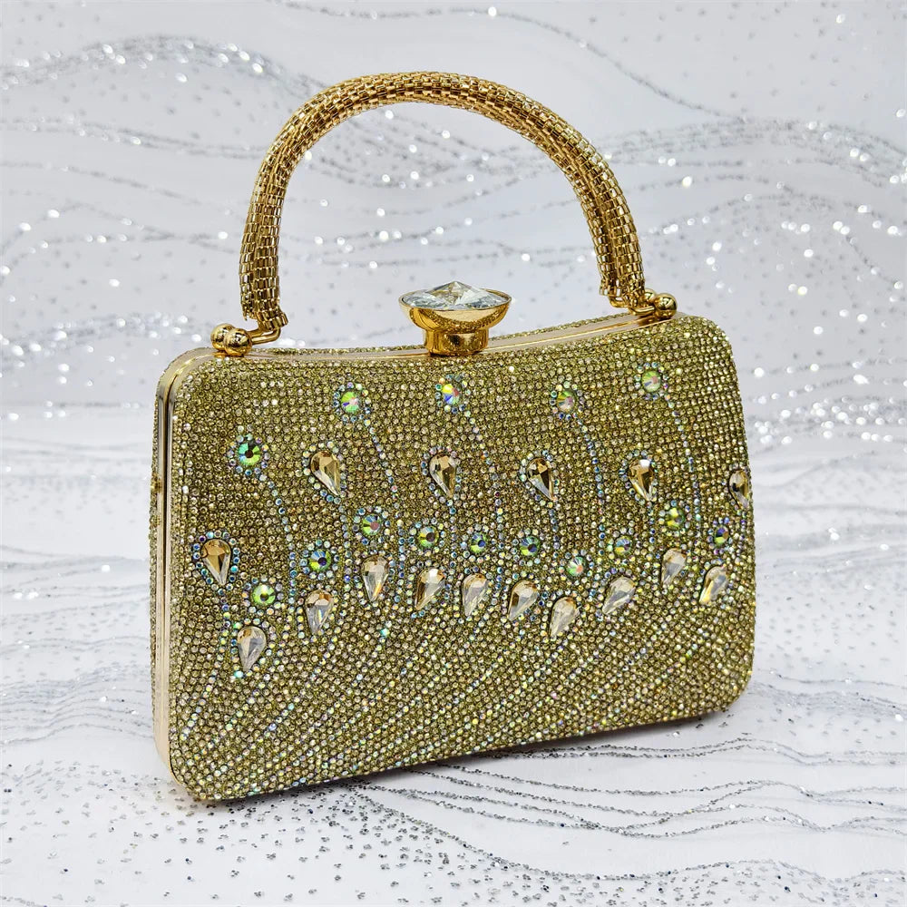 Women's Elegant Rhinestone Pointed Toe Pumps With Matching Shoes And Bag Set