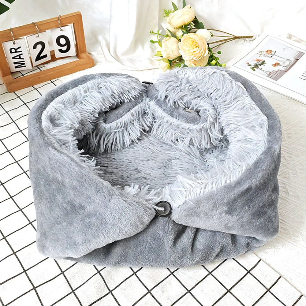 Folding Plush Pet Bed | Warm Thickened Cat & Dog Cushion Mat | S, M & L Sizes