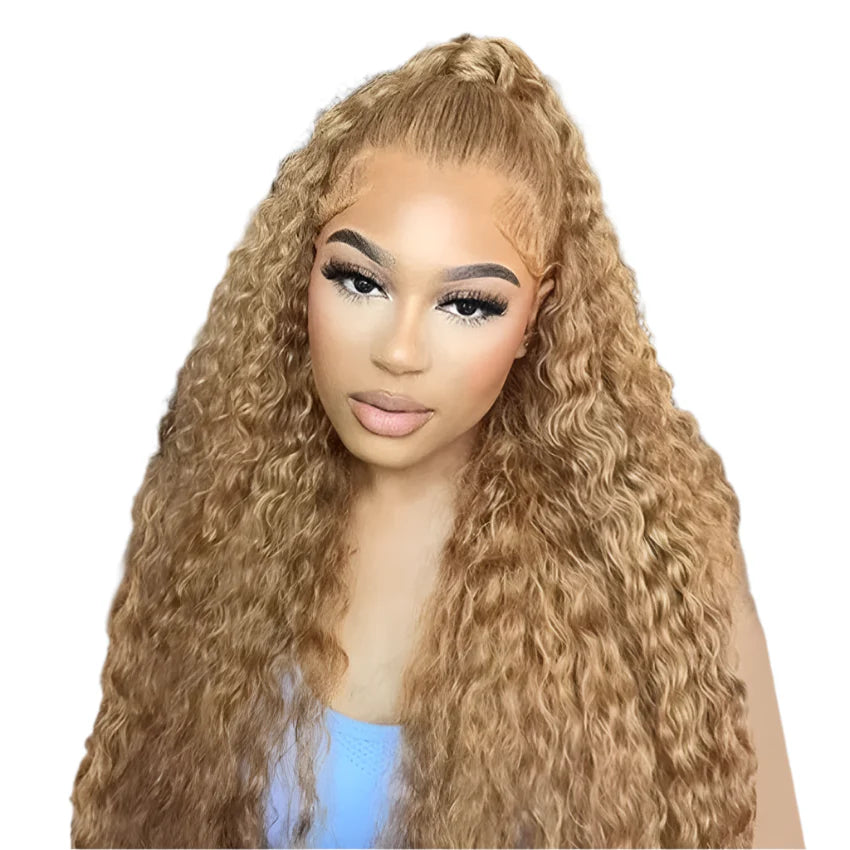 200 Density Full 13x4 13x6 HD Lace Front Wig for Women Remy Human Hair Deep 4x4 Frontal Wig 27#Light Brown Color Glueless