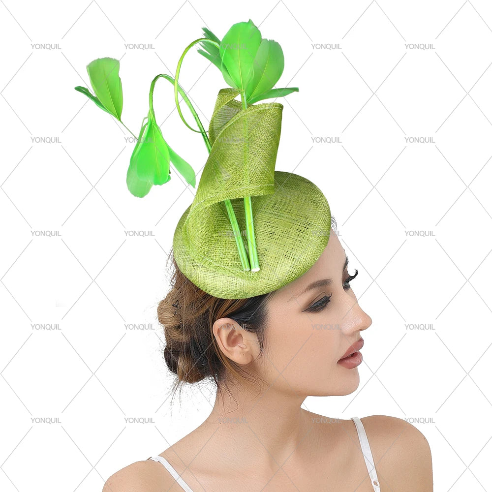 Elegant Bridal High Quality Sinamay Wedding Hat Fascinators Headwear for Women Banquet Cocktail Millinery Hair Accessories