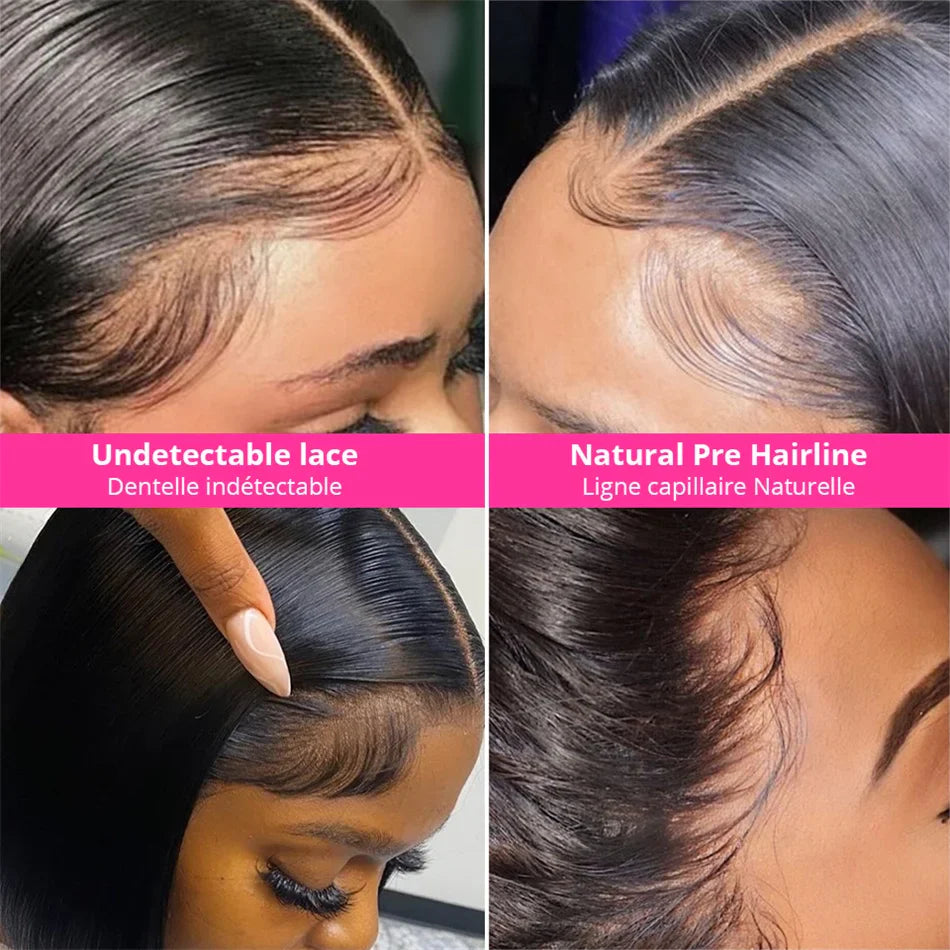 16Inch Vietnamese Super Double Drawn Bone Straight 13x4 Frontal Bob Wig with Human Hair Natural Black 210%Density For BlackWomen