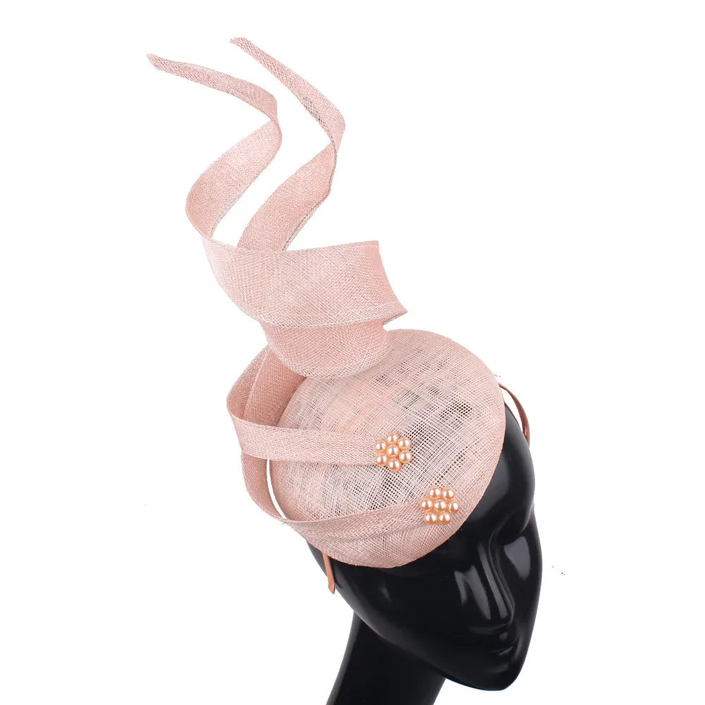 New 4-layer Sinamay Fascinator Millinery Hat Cocktail Occasion Women Party Tea Chapeau Headbands Female Bridal Married Headpiece