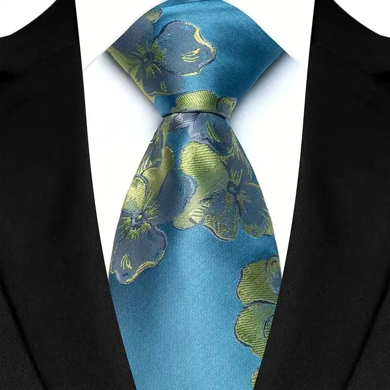 41 Colors 8CM Mens Ties Green Blue Plaid Stripes Floral Classic Business Jacquard Woven Neck ties For Wedding and Party