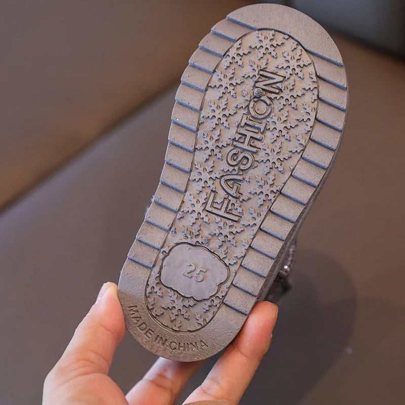 Children's Warm Winter Snow Boots Anti-Slip Soft Microfiber Slip-On Shinny Sport Shoes for Girls And Boys Sizes 25-36