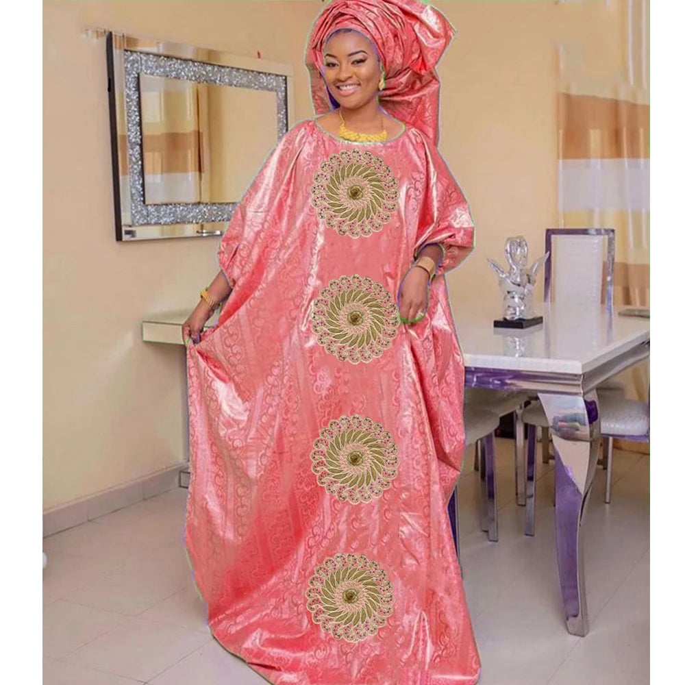 Quality Original Perfumed Bazin Dashiki Boubou African Traditional Dress Long Robe