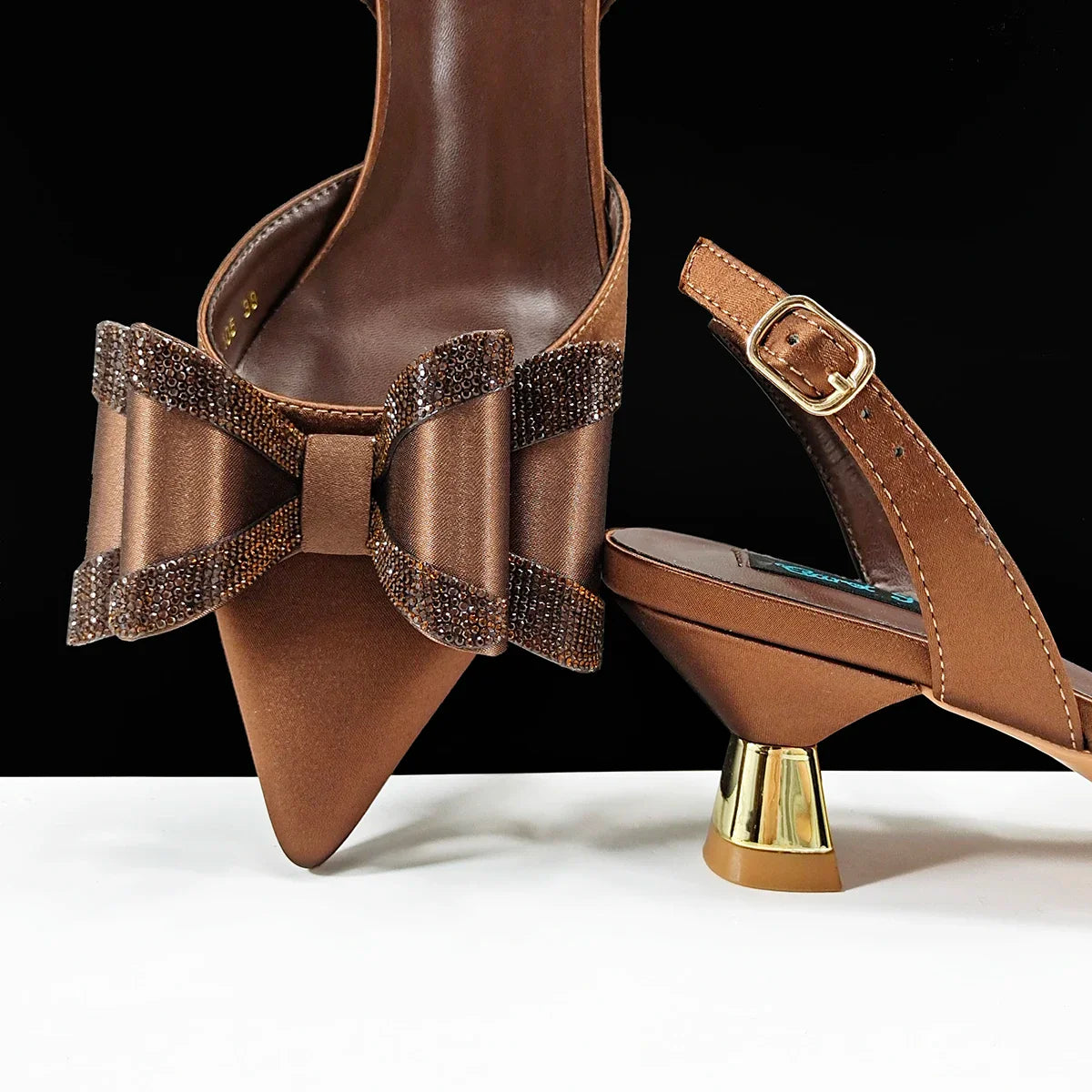 women's shoes and bag rhinestone butterfly decoration elegant pointed toe for wedding and Party