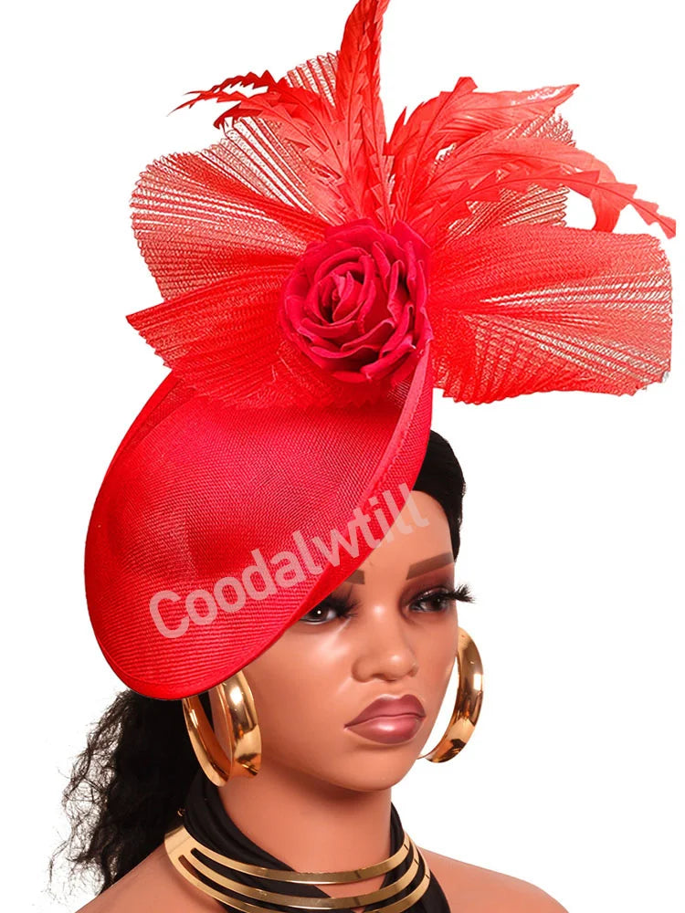 Navy Mesh Fascinator Wedding Women Hat Ladies Royal Ascot Headpiece For Festival Party Pillbox Cap Flower Headwear Church Event