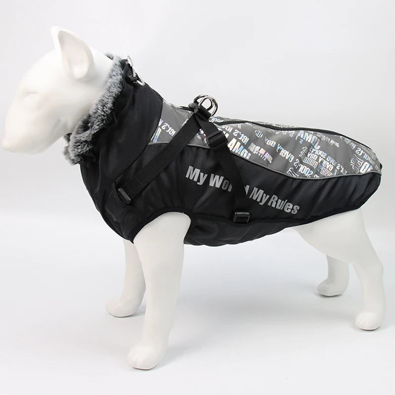 Winter Dog Coat & Harness Vest | Medium & Large Dogs | French Bulldog