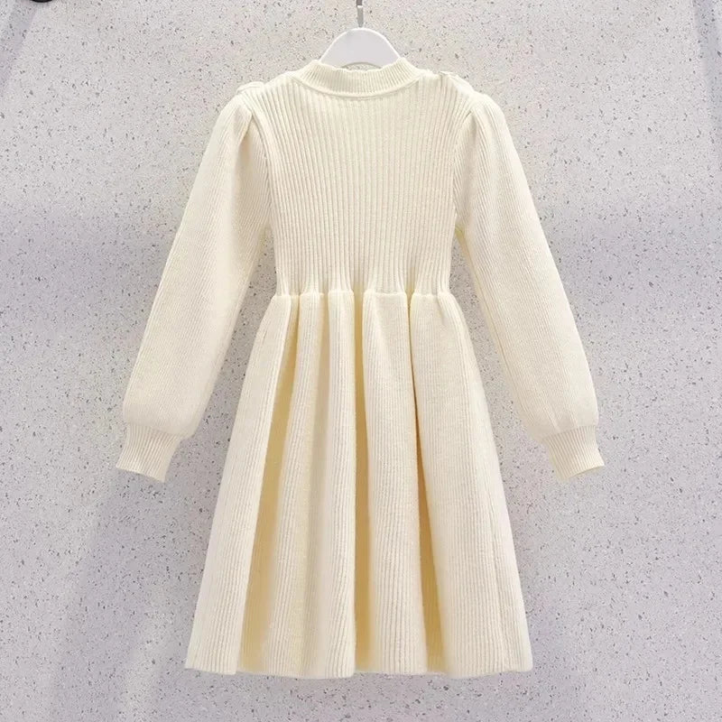 Women's Solid Color Casual Knit Sweater Dress Pullover Skirt Autumn Winter