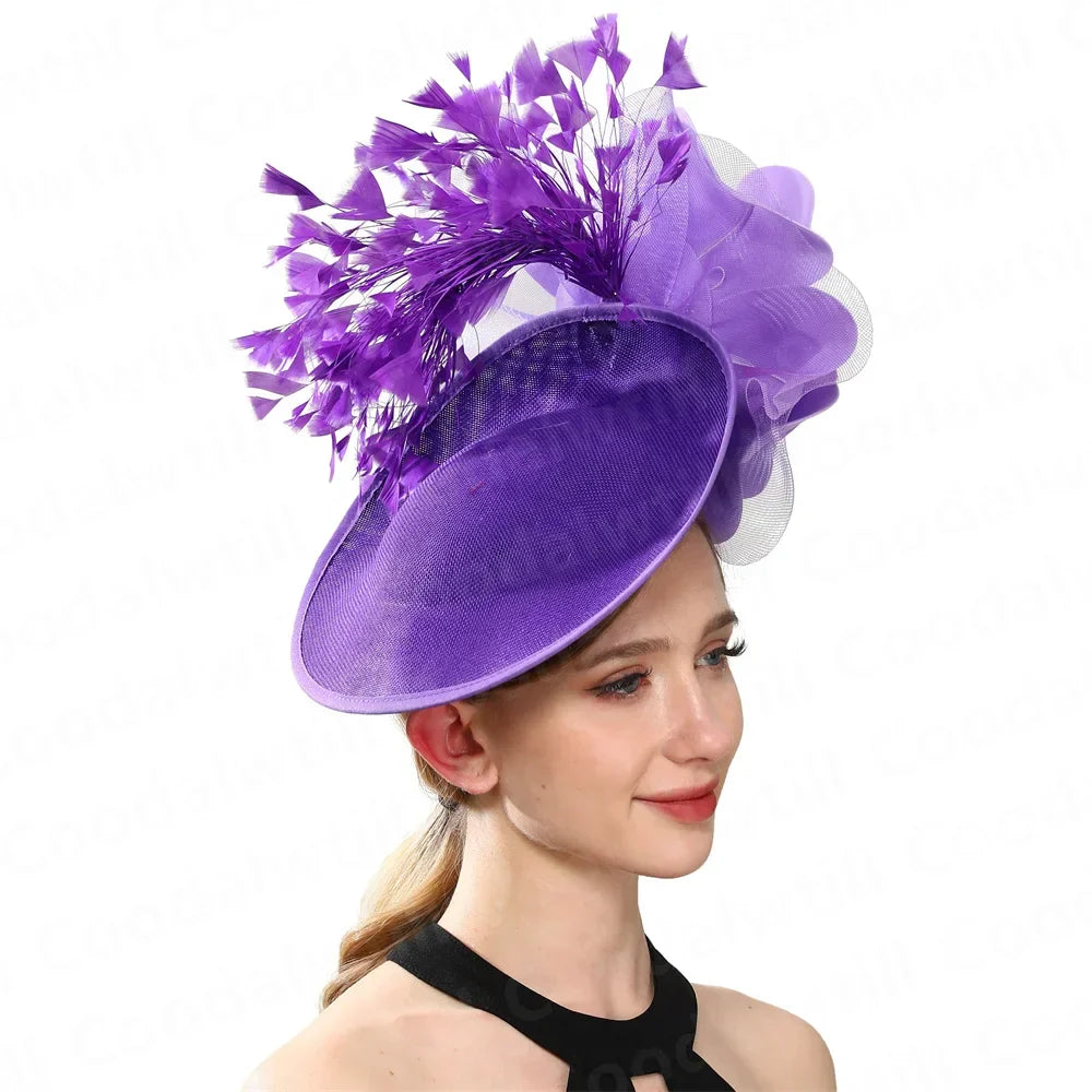 Purple Wedding Fascinator Hat Women Church Cocktail Pillbox Cap Ladies Party Tea Chapeau Cap Headband WomanWedding Millinery