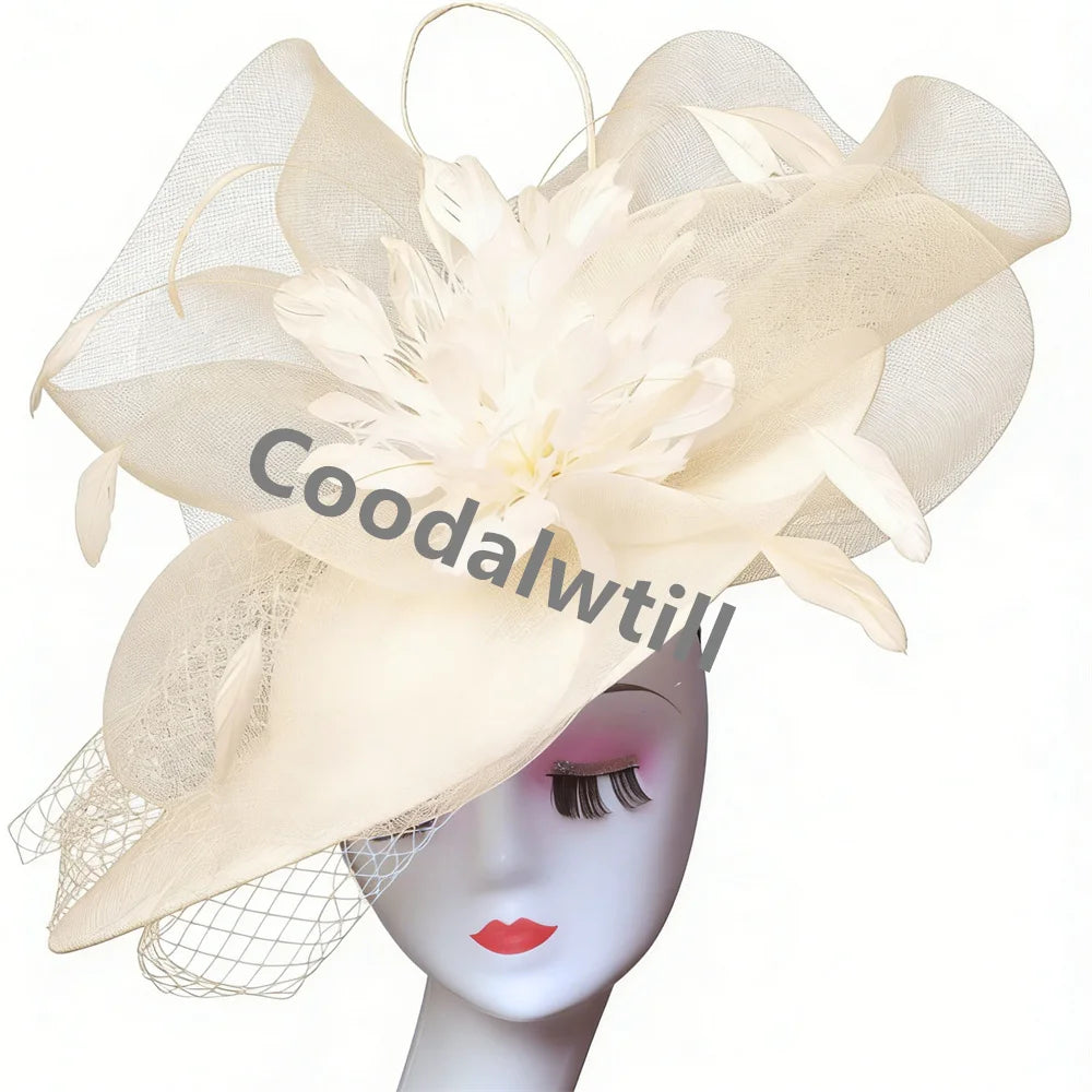 Ladies Veils Feather Hair Pillbox Fascinator Hat Women Elegant Church Derby Big Headpiece Ladies Race Party Chapeau Cap Party