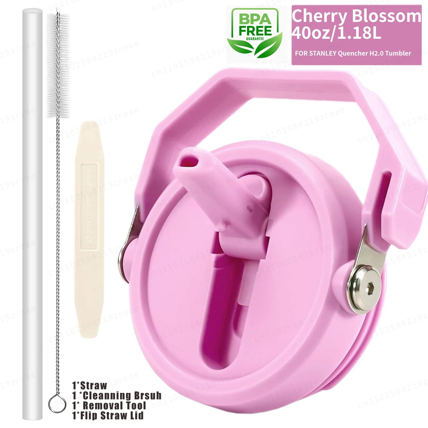 Flip Straw Lid For 40oz Stanley Tumbler Leakproof Portable Handle Lid Exact Color Detachable Flip Straw With Brush&Removal Tool