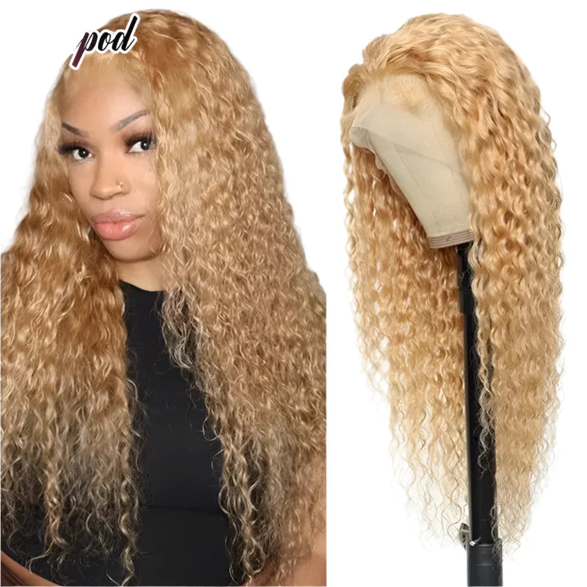 200 Density Full 13x4 13x6 HD Lace Front Wig for Women Remy Human Hair Deep 4x4 Frontal Wig 27#Light Brown Color Glueless