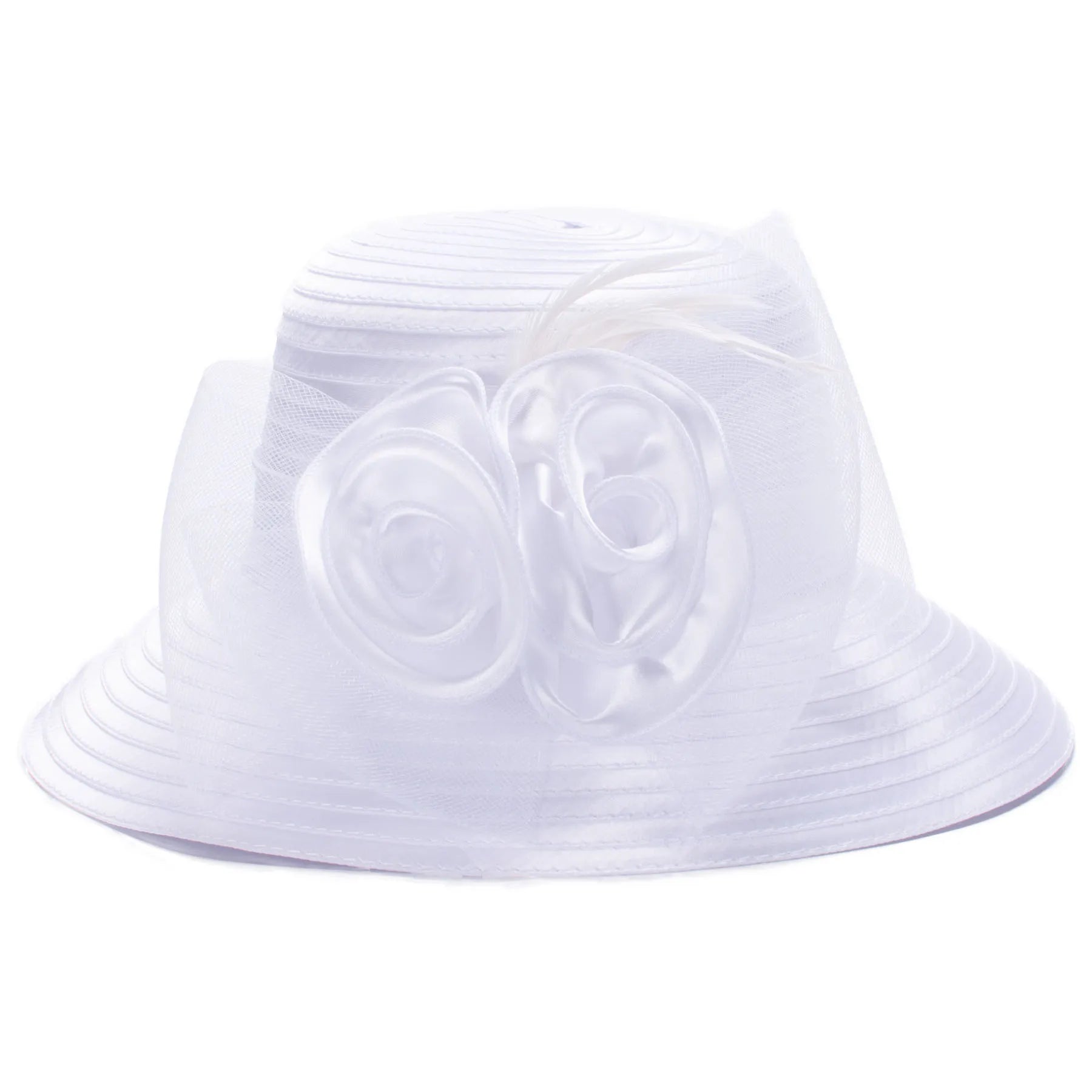 Lawliet Wide Brim Summer Hats for Women Feathers Netting Fascinator Beach Bridal Mother's Hats Wedding Derby Church  Cap A433