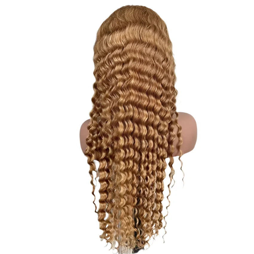 200 Density Full 13x4 13x6 HD Lace Front Wig for Women Remy Human Hair Deep 4x4 Frontal Wig 27#Light Brown Color Glueless